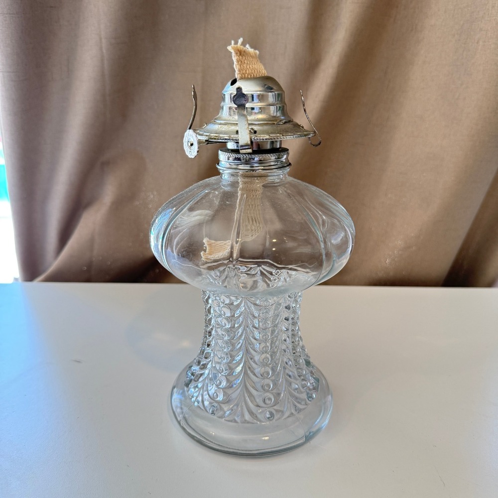 Vintage Aladdin Clear Pressed Glass Oil Lamp Base Made in Australia Oceania